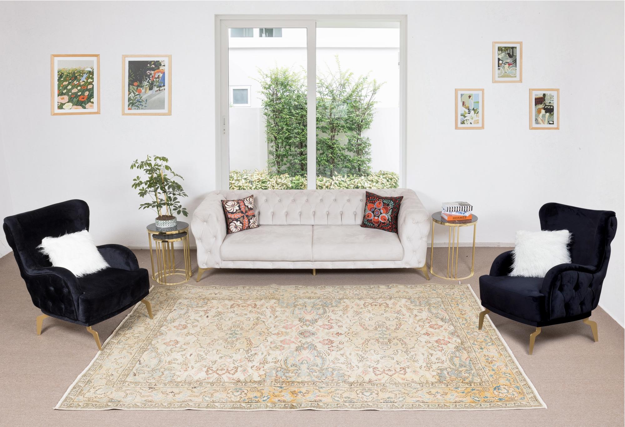 Our sun-faded rugs are all one-of-a-kind, hand-knotted, 50-70 year-old vintage pieces. They each boast their own singular handmade aesthetic drawn from the centuries-old Turkish rug-weaving traditions. These rugs are made completely of sheep’s wool,