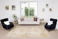 6.7x10.5 Ft Handmade Vintage Turkish Rug in Beige, Ideal for Home & Office Decor