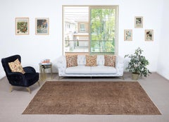 6.7x10.6 Ft Vintage Handmade Rug. Brauner türkischer Teppich für modernes Heim und Büro