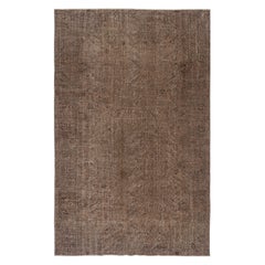 6.7x10.6 Ft Vintage Handmade Rug. Brauner türkischer Teppich für modernes Heim und Büro