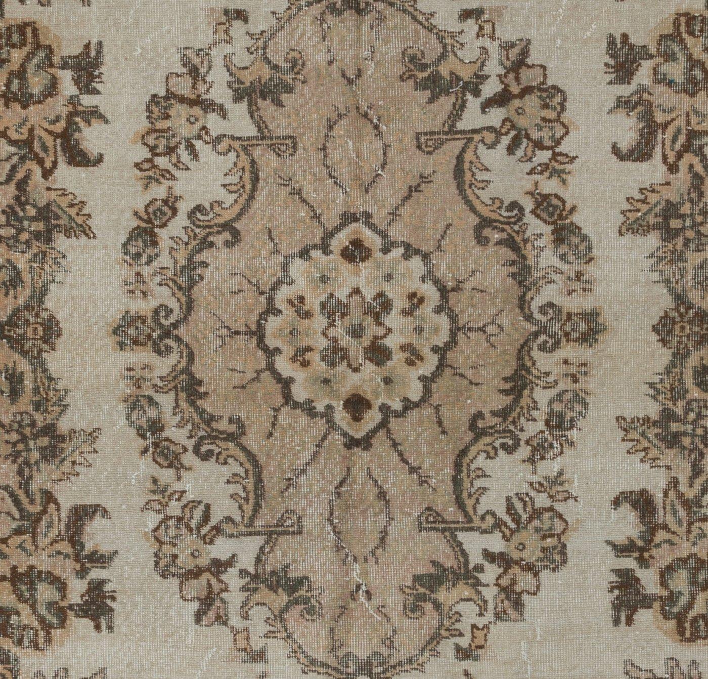 Hand-Woven 6.7x11 Ft Authentic Vintage Anatolian Oushak Area Rug, Hand-Knotted Wool Carpet For Sale