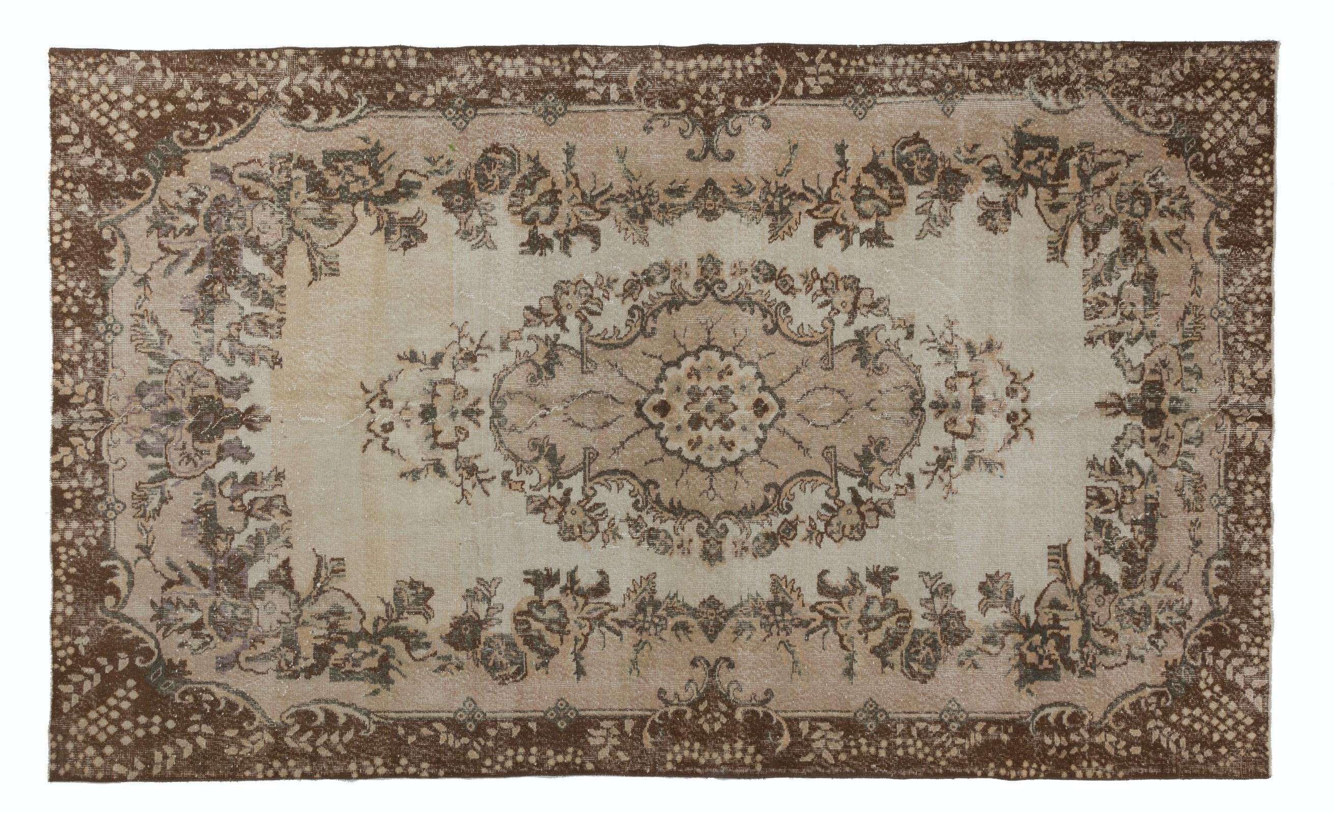 6.7x11 Ft Authentic Vintage Anatolian Oushak Area Rug, Hand-Knotted Wool Carpet In Good Condition For Sale In Spring Valley, NY