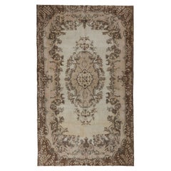 6,7x11 Ft authentischer anatolischer Oushak-Teppich im Vintage-Stil, handgeknüpfter Wollteppich