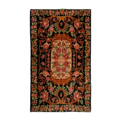 6.7x11 Ft Handgefertigter osteuropäischer bessarabischer Vintage-Kelim mit Blumenmuster
