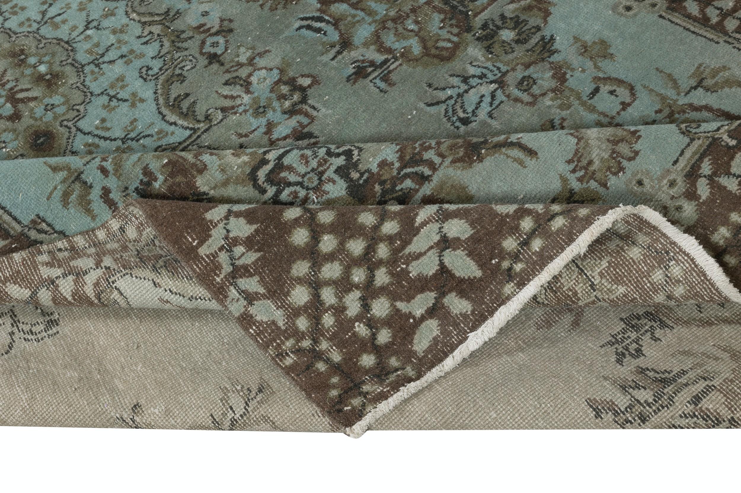 Alfombra turca anudada a mano azul, alfombra contemporánea con diseño de medallón de 2,5 x 3,5 metros Moderno en venta