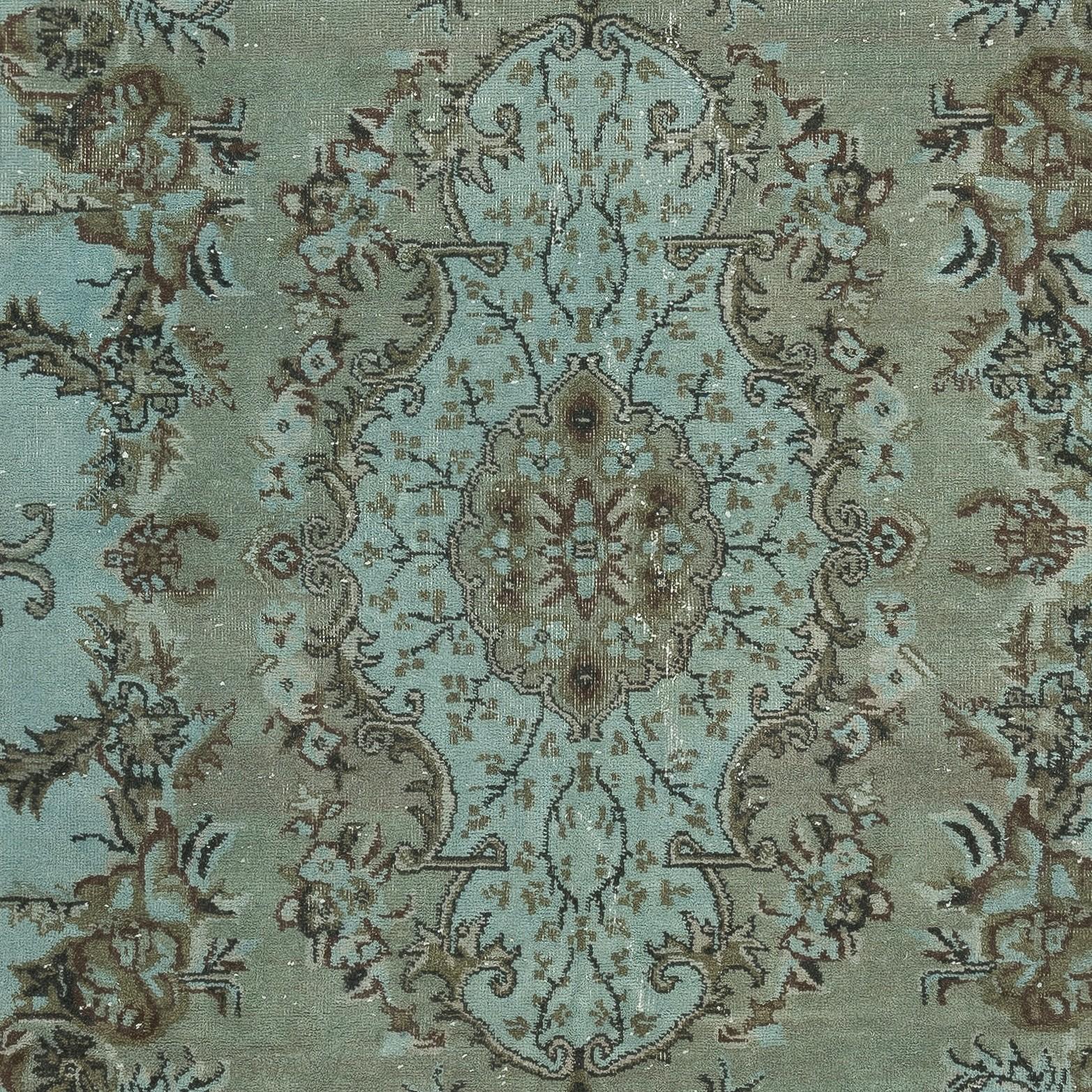 Alfombra turca anudada a mano azul, alfombra contemporánea con diseño de medallón de 2,5 x 3,5 metros Anudado a mano en venta