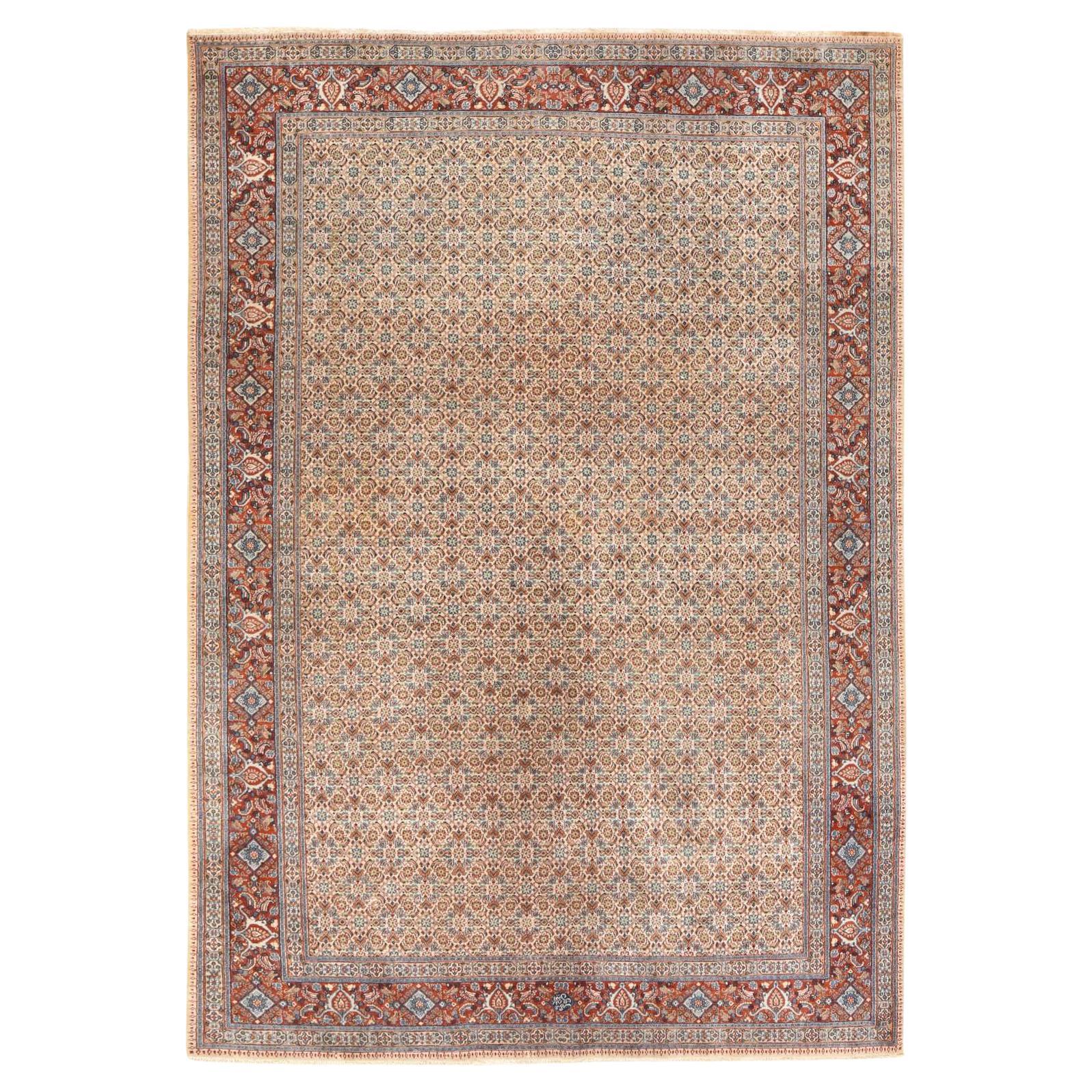 6
7 "x9
10" Elfenbein Vintage Persisch Tabriz All Over Pattern Hand Knotted Wool Rug im Angebot