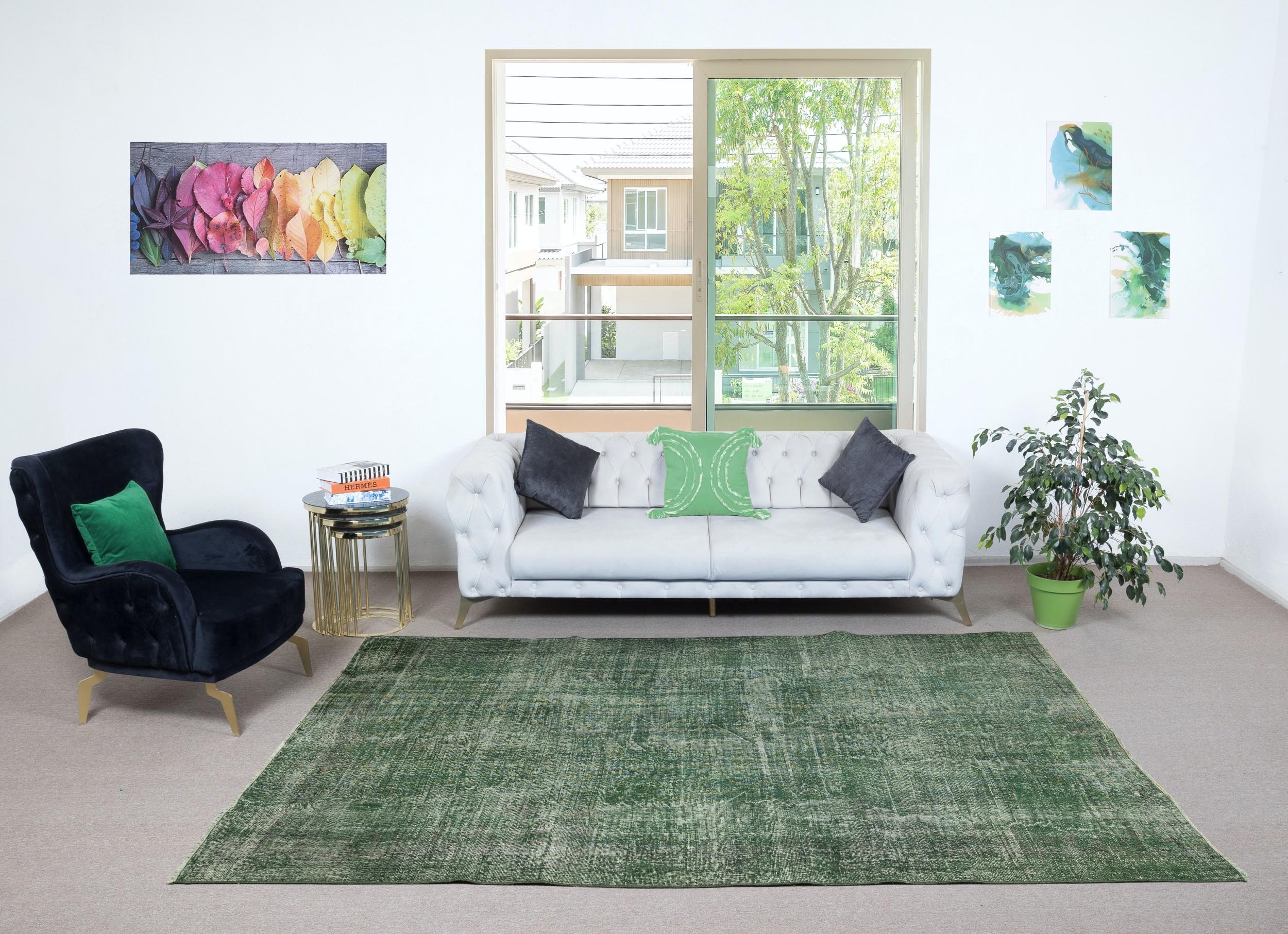 Our over-dyed rugs are all hand-knotted vintage pieces that are recreated in our workshop to cater to a wider range of interior design choices from modern to coastal, from industrial to rustic/cottage. These 50 to 70 year-old rugs were hand-knotted