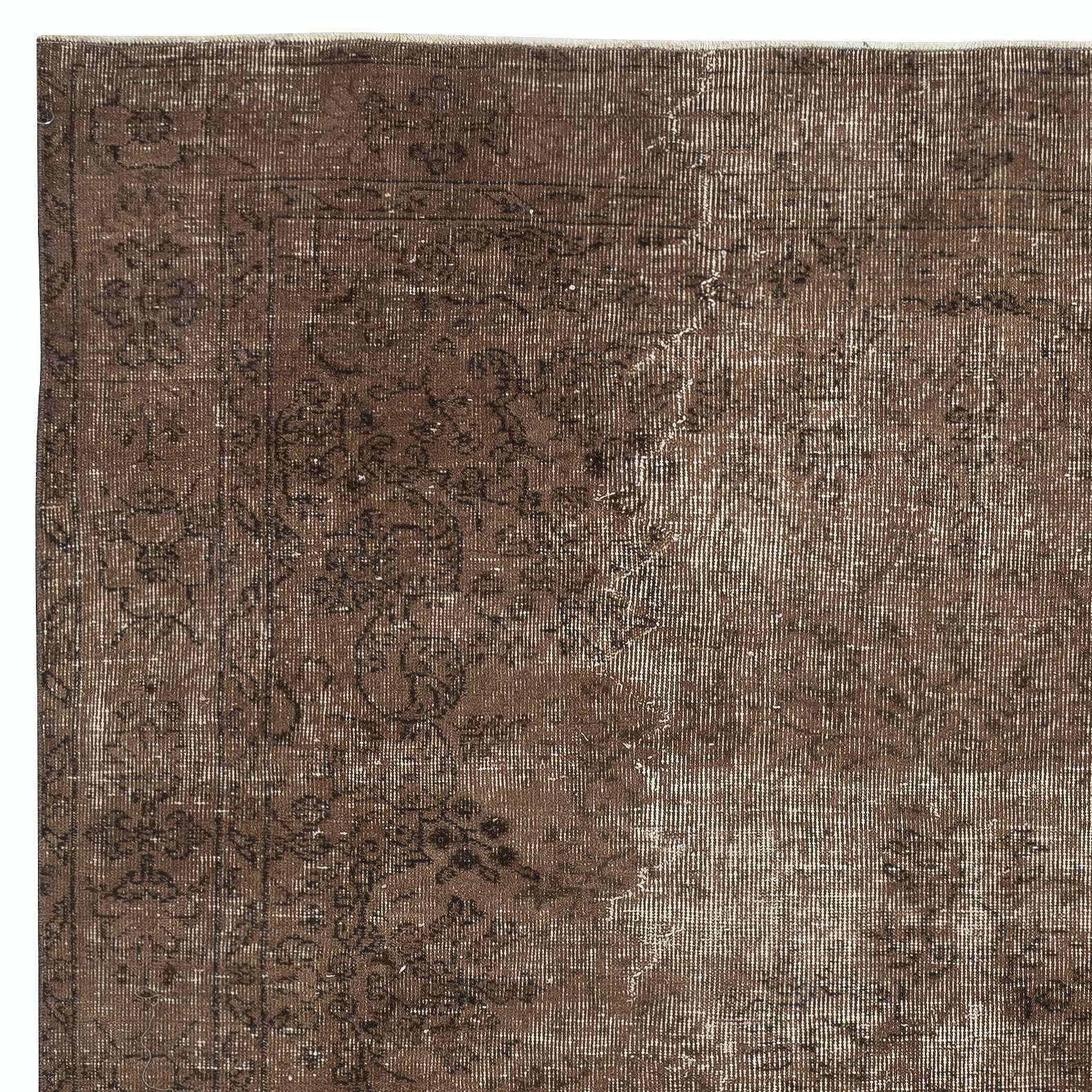 6.7x9.7 Ft Moderner brauner Vorleger. Handgefertigter türkischer Vorleger. Bohemian Home Decor (Handgeknüpft) im Angebot
