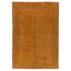 Tappeto turco vintage floreale fatto a mano 6.7x9.7 Ft in arancione, tappeto in lana per la casa