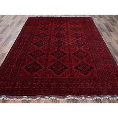 Tappeto afgano Andkhoy annodato a mano, 200 x 295 cm, in morbida lana con motivi geometrici