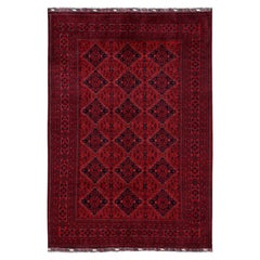 Tappeto afgano Andkhoy annodato a mano, 200 x 295 cm, in morbida lana con motivi geometrici
