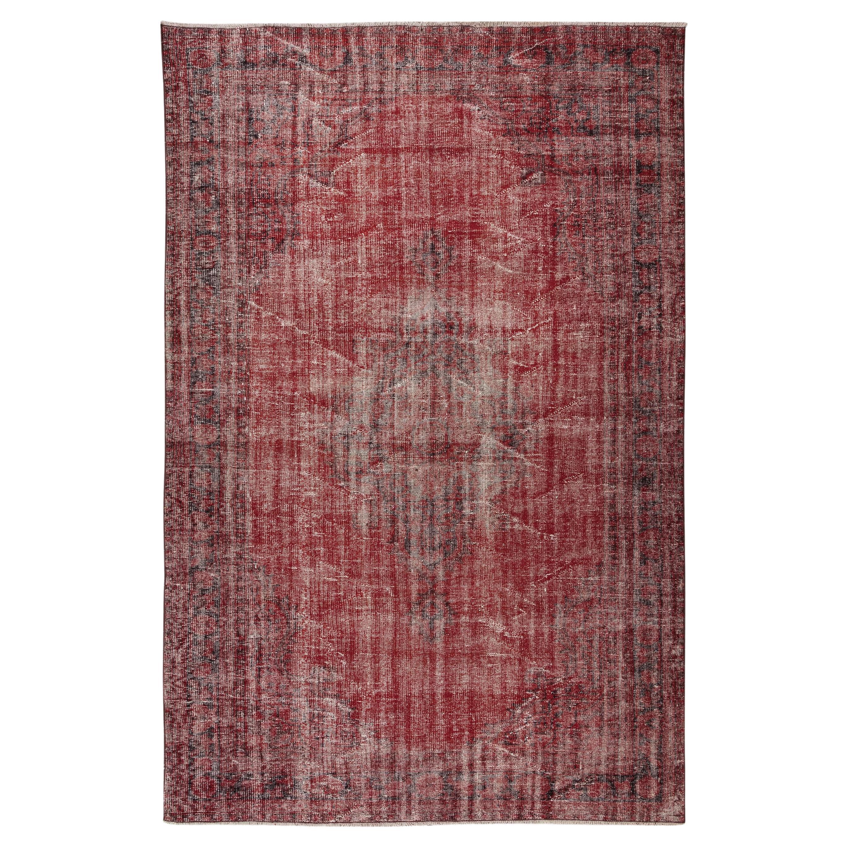 Hand Knotted Vintage Turkish Rug Over-Dyed in Red 4 Modern Interiors