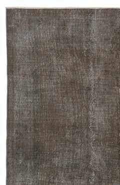 6.7x9.9 Ft Vintage Wool Area Rug in Gray for Living Room, Hand Knotted in Turkey