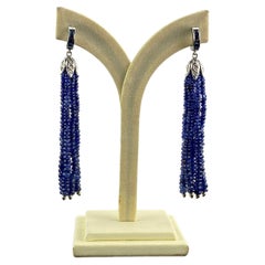 Pendants d'oreilles en perles de saphir bleu de 68 carats