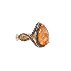 Sunita Nahata Citrine 6.80ct. Fancy Ring in 14K Yellow Gold and Black Diamond.