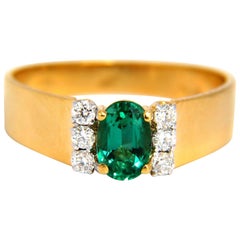 .68 Carat Natural Vivid Bright Green Emerald Diamonds Ring 14 Karat Pristine