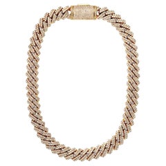 Used 68 Carat Round Brilliant Diamond Cuban Link Chain Necklace Certified