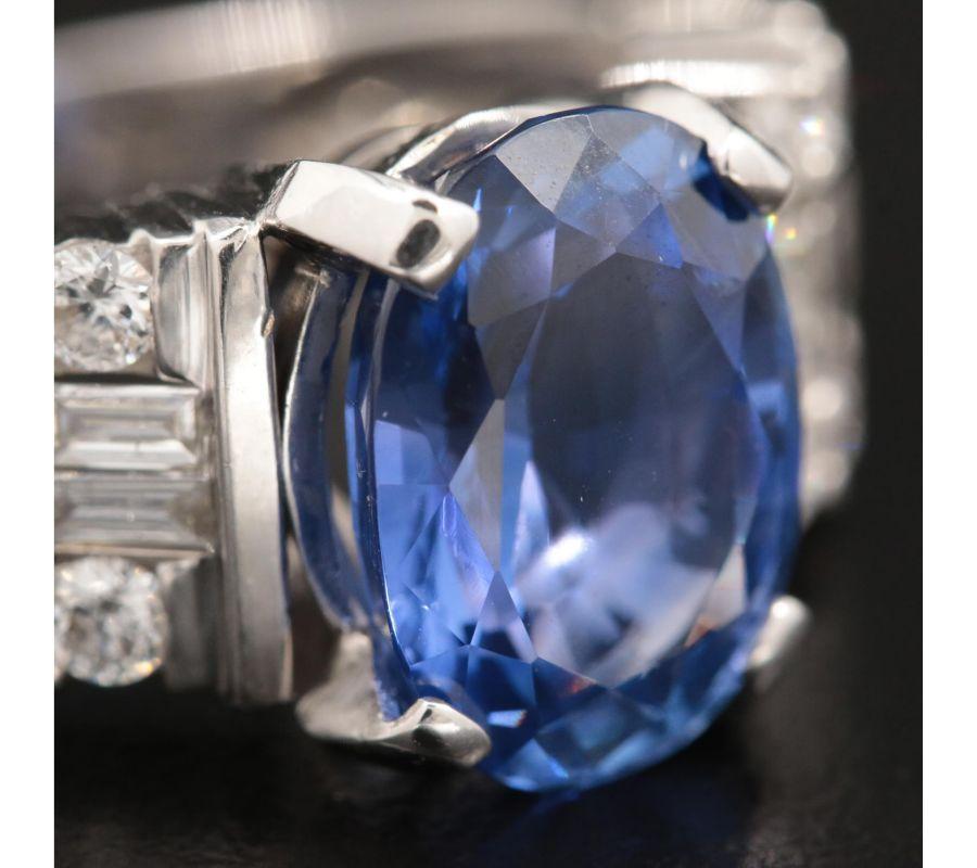 For Sale:  6.8 Carat Sapphire and Diamond Engagement Ring White Gold Sapphire Fashion Ring 2