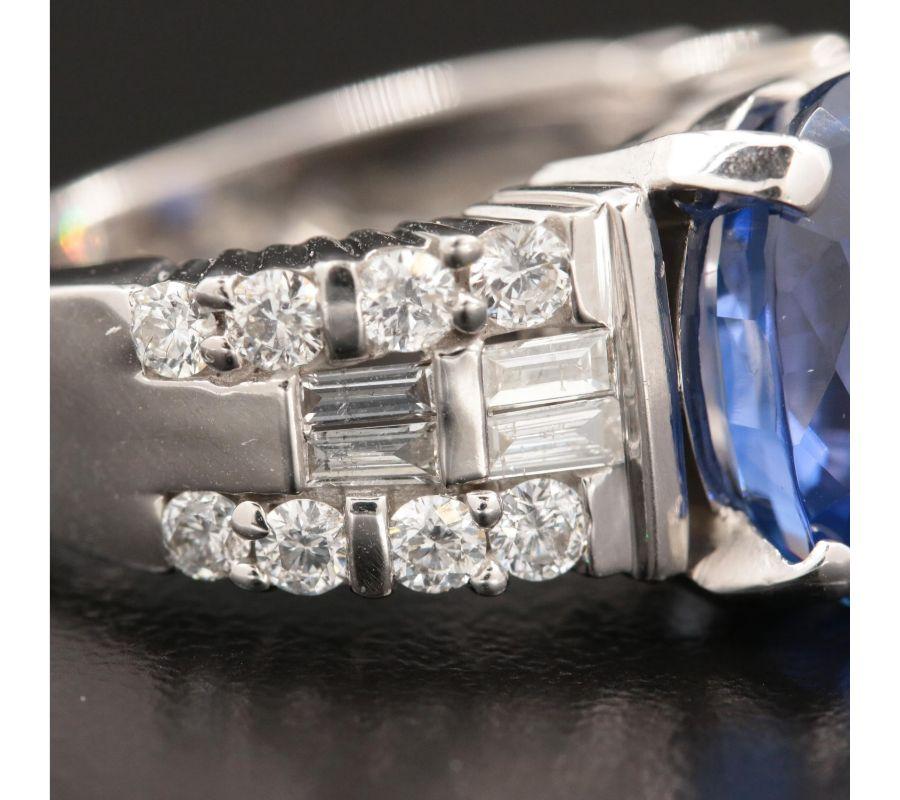 For Sale:  6.8 Carat Sapphire and Diamond Engagement Ring White Gold Sapphire Fashion Ring 3