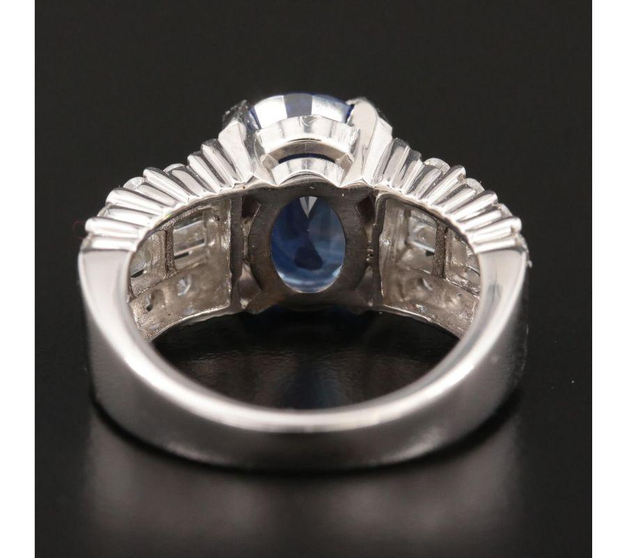 For Sale:  6.8 Carat Sapphire and Diamond Engagement Ring White Gold Sapphire Fashion Ring 5