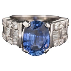 6.8 Carat Sapphire and Diamond Engagement Ring White Gold Sapphire Fashion Ring