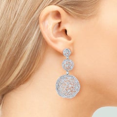 .68 Carat Total Weight Natural Diamonds 18K 3 Woven Spheres Dangle Earrings