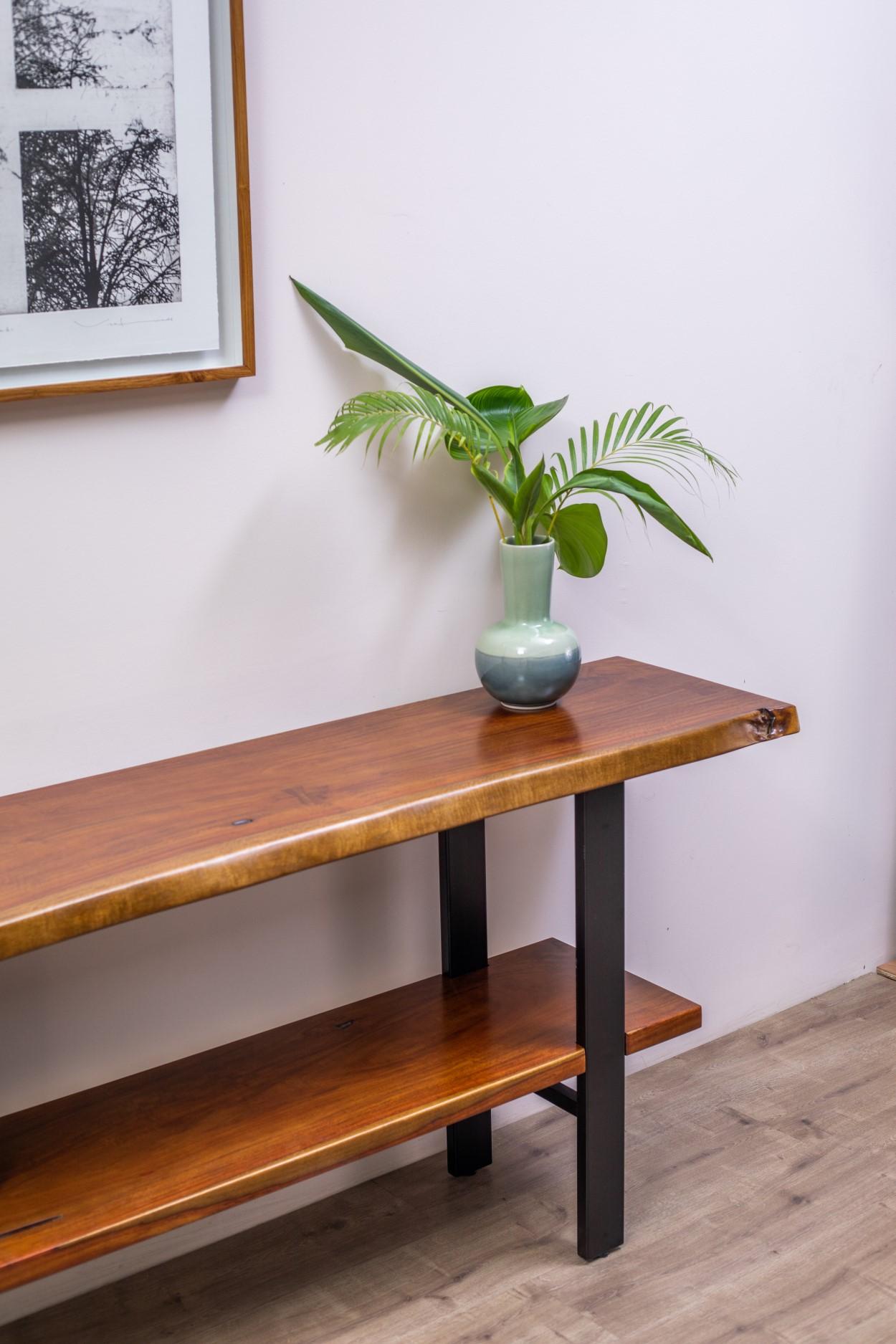 console table with lower shelf