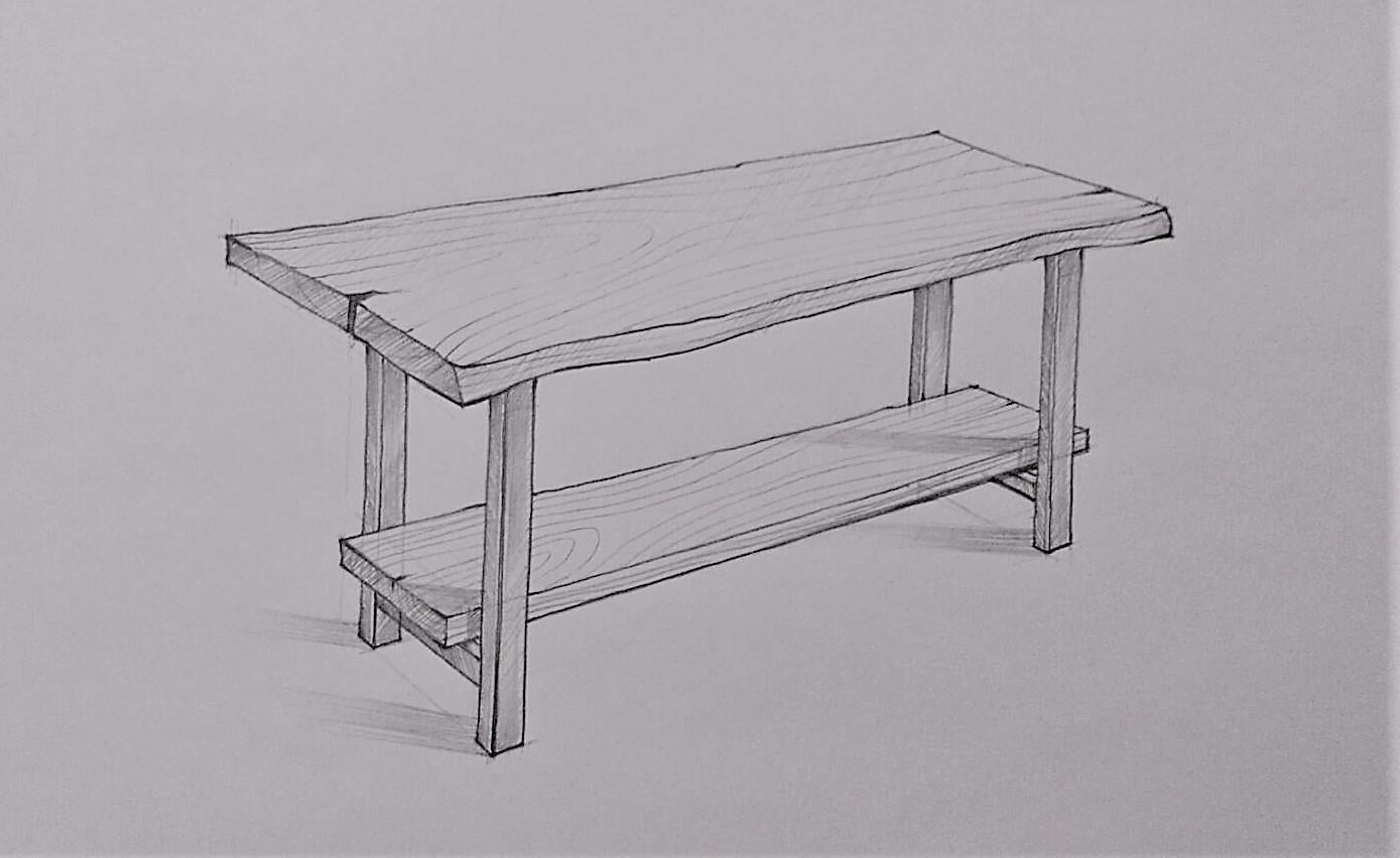 Thai Solid Live Edge Rosewood Slab Console Table with Bottom Shelf