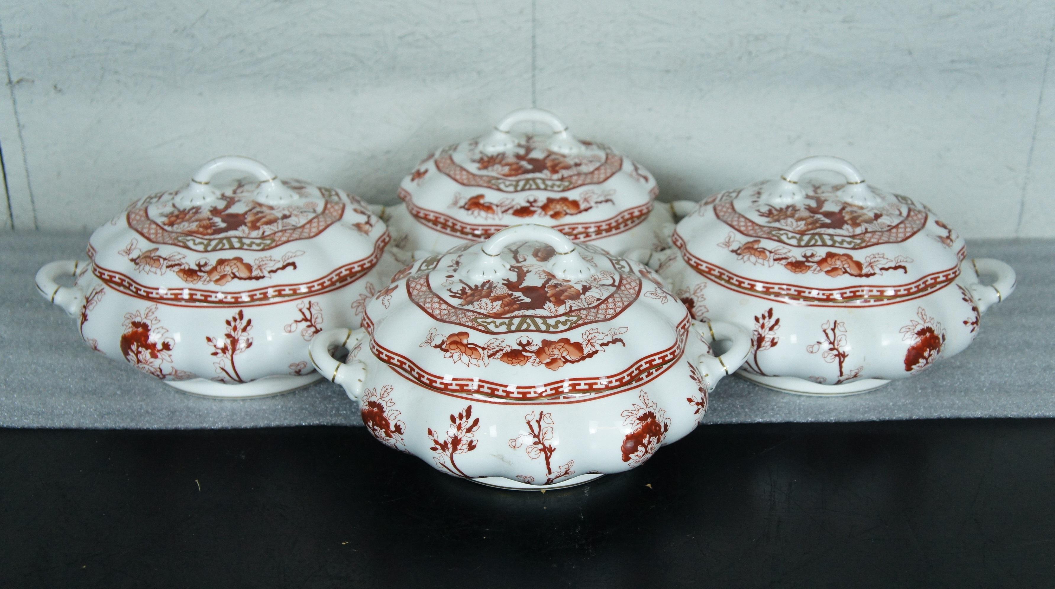 68 Pc English Coalport Indian Tree Coral Scalloped Dinnerware Service Set for 12 4