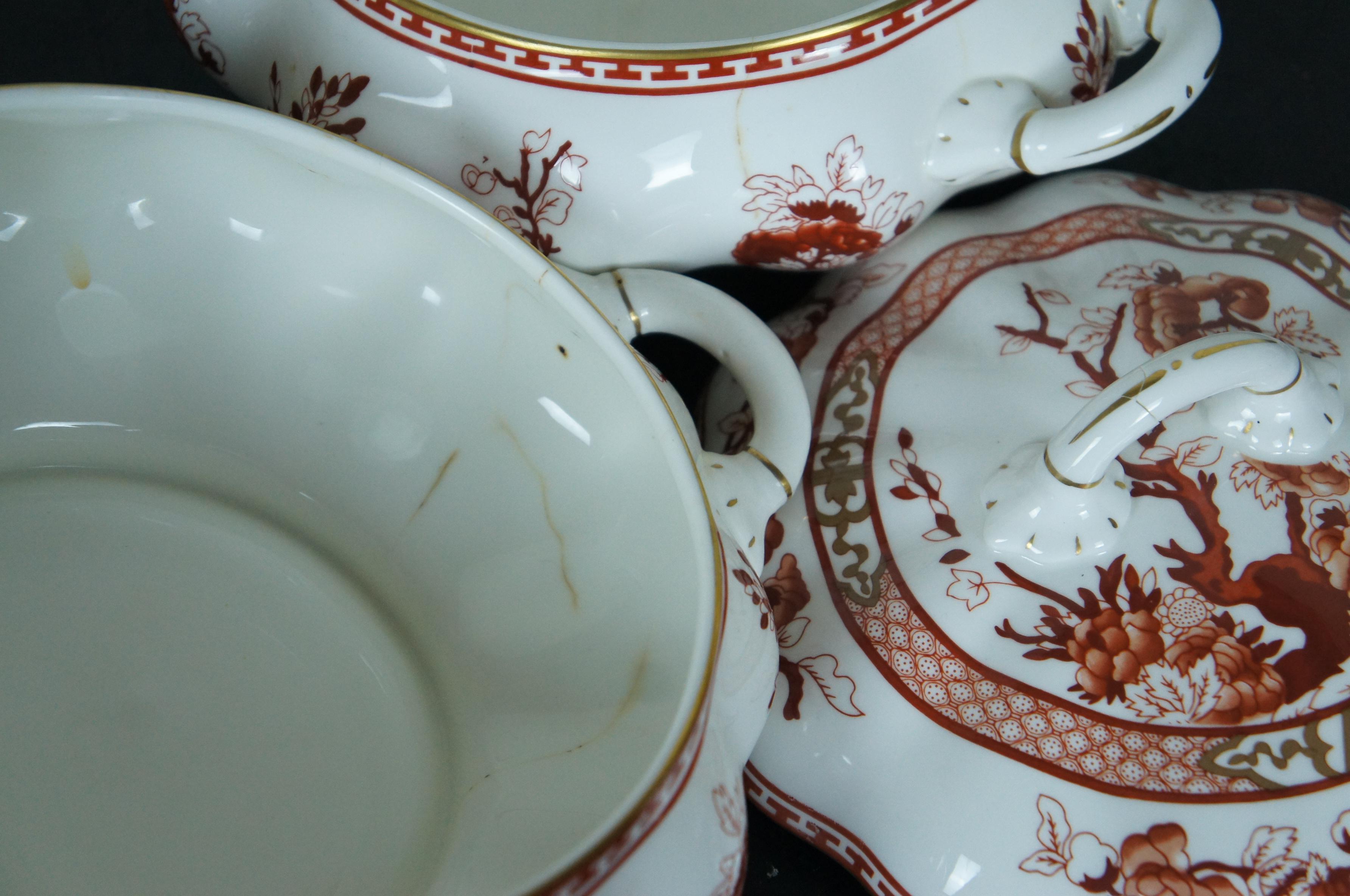 68 Pc English Coalport Indian Tree Coral Scalloped Dinnerware Service Set for 12 5