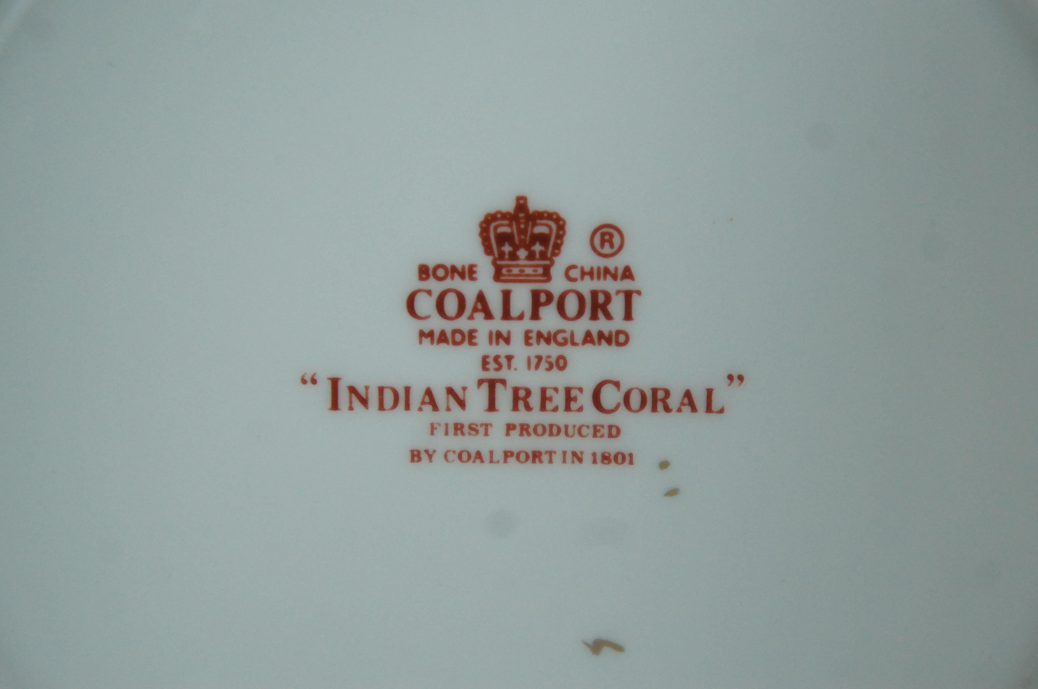 68 Pc English Coalport Indian Tree Coral Scalloped Dinnerware Service Set for 12 6