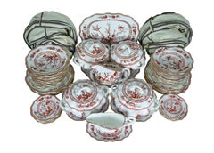 68 Pc English Coalport Indian Tree Coral Scalloped Dinnerware Service Set for 12