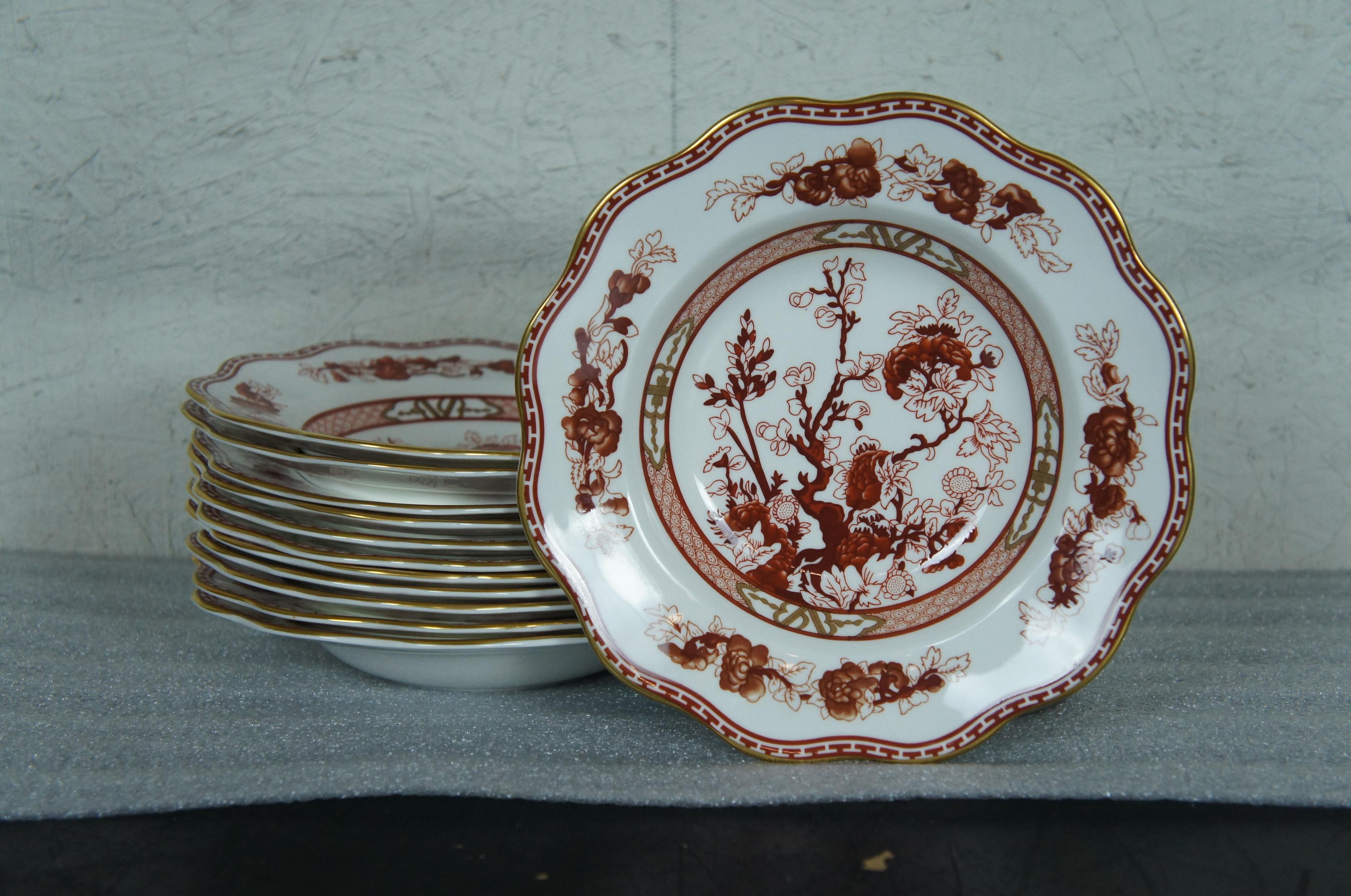Porcelain 68 Pc English Coalport Indian Tree Coral Scalloped Dinnerware Service Set for 12