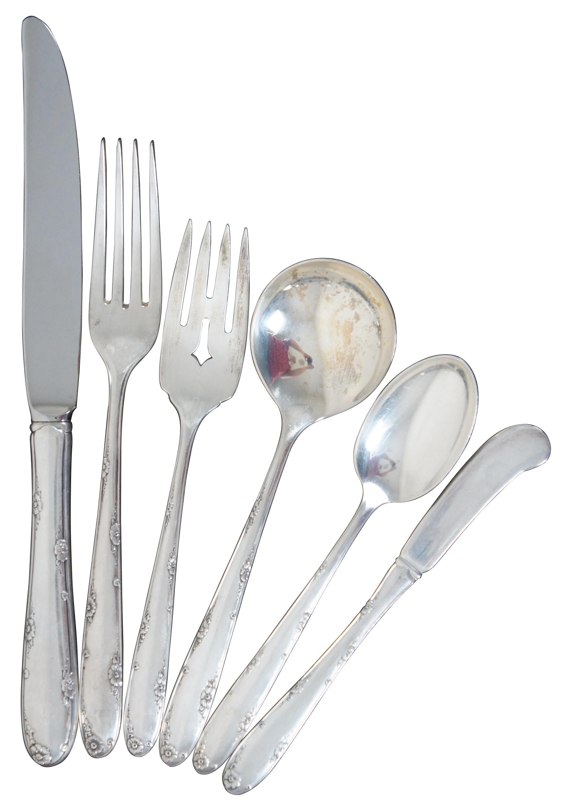 Victorian 68 Pc Towle Sterling Silver 925 Madeira Flatware & Chest Monogram K For Sale