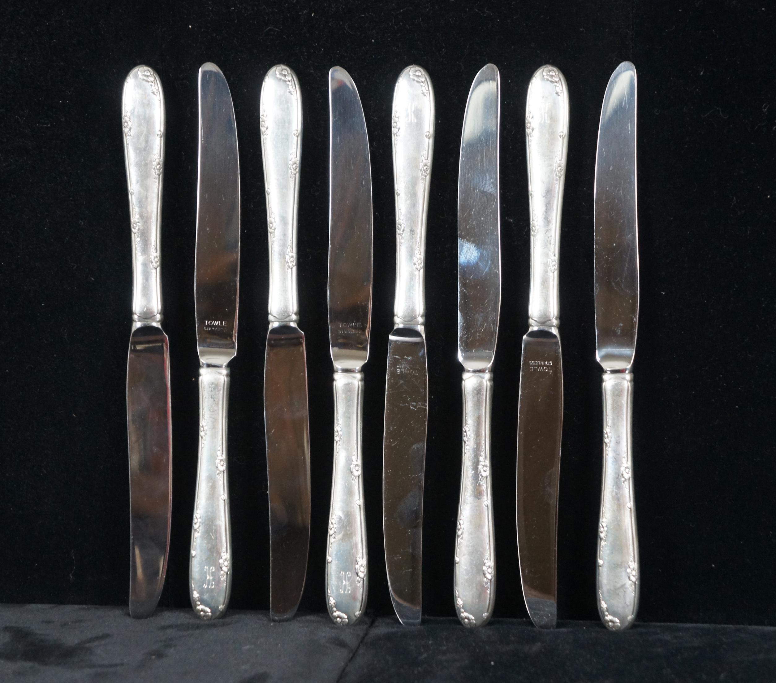 Mid-20th Century 68 Pc Towle Sterling Silver 925 Madeira Flatware & Chest Monogram K For Sale