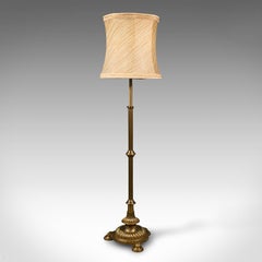 Vintage Standard Lamp, English, Brass, Adjustable Reading Light, 1940