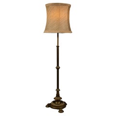Vintage Standard Lamp, English, Brass, Adjustable Reading Light, 1940