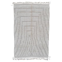 6'8" x 9'11" Neo Avorio Fatto a mano in lana marocchina  Tappeto Beni Ouarain