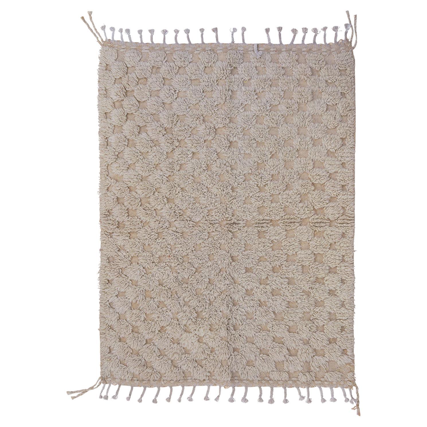 6'8" x 9'11" Neo Avorio Fatto a mano in lana marocchina  Tappeto Beni Ouarain
