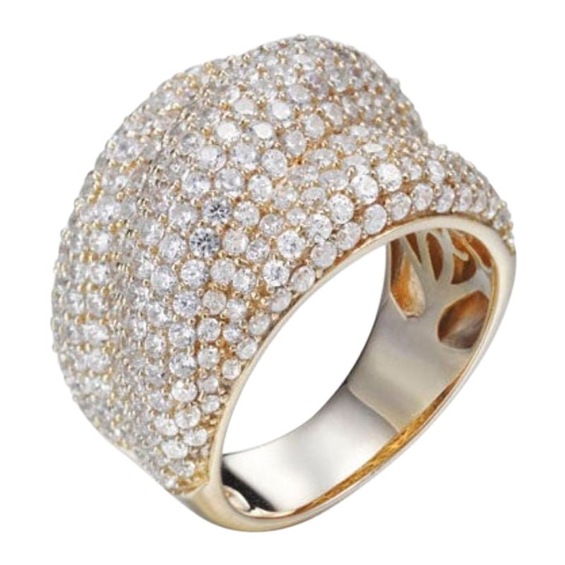 6,80 Carati Cubic Zironia Placcato oro Anello con turbante a curva per abiti da cocktail di design