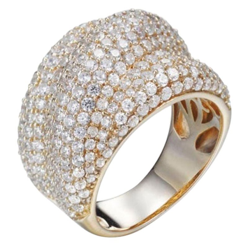 6,80 Carati Cubic Zironia Placcato oro Anello con turbante a curva per abiti da cocktail di design