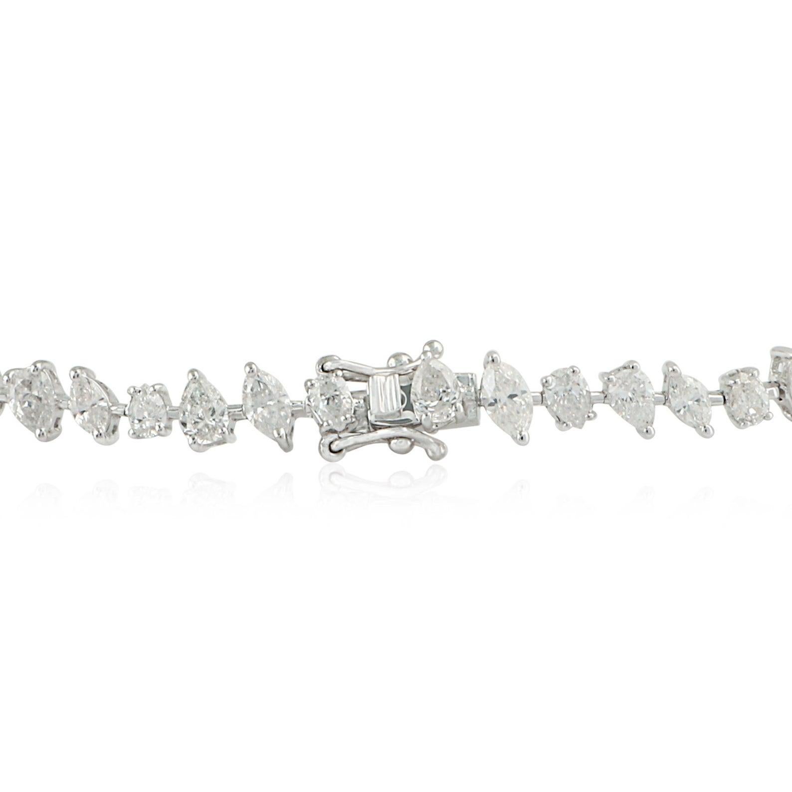 Mixed Cut 6.80 Carat Diamond 14 Karat White Gold Bracelet For Sale