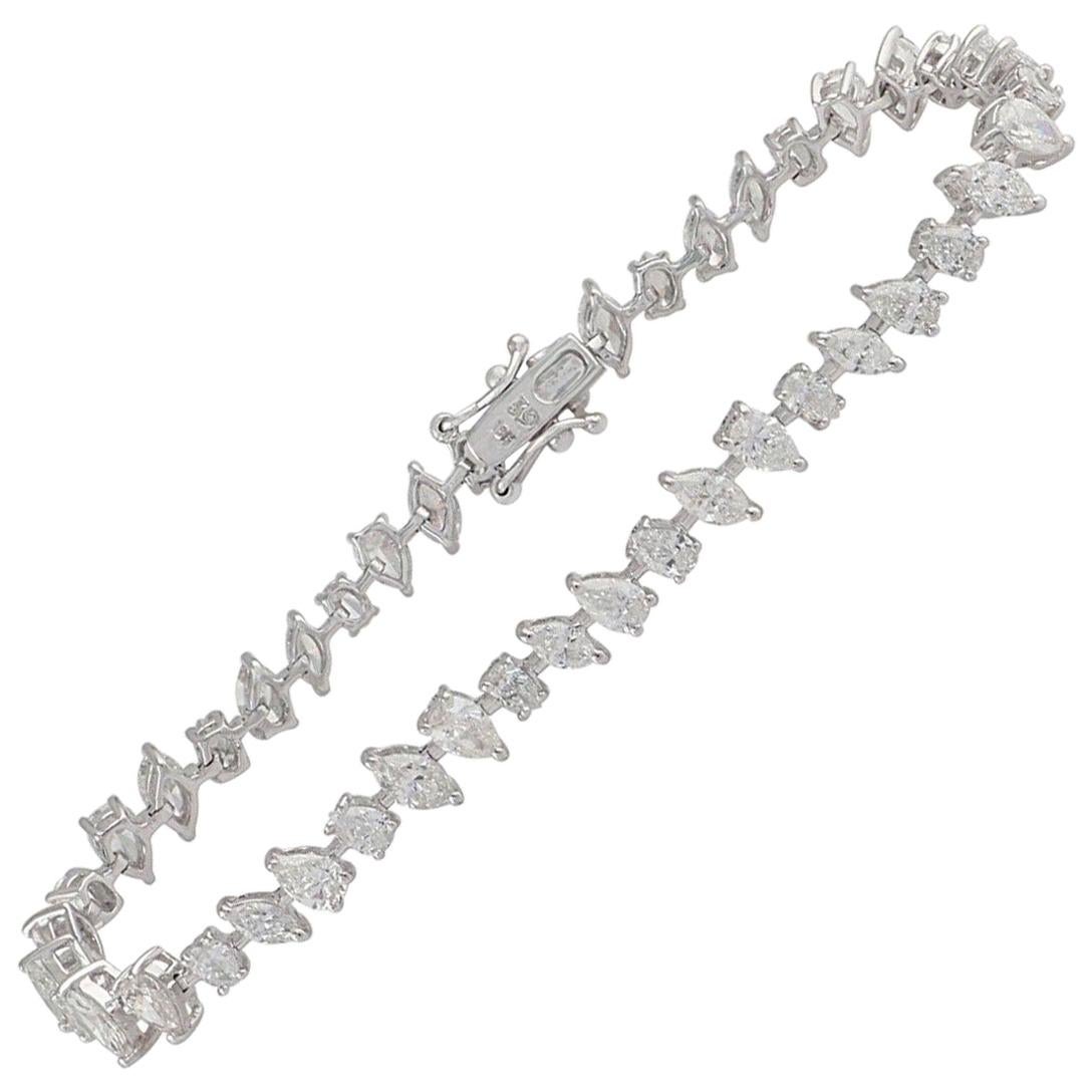 6.80 Carat Diamond 14 Karat White Gold Bracelet For Sale