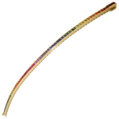 6,80 Karat mehrfarbiger Saphir Statement Line Armband Estate Fine Jewelry