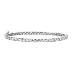6.80 Carat Natural Diamond Bangle Bracelet 14K White Gold
