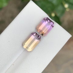 6.80 Carat Natural Loose Dual Ametrine Emerald Shape Gemstone