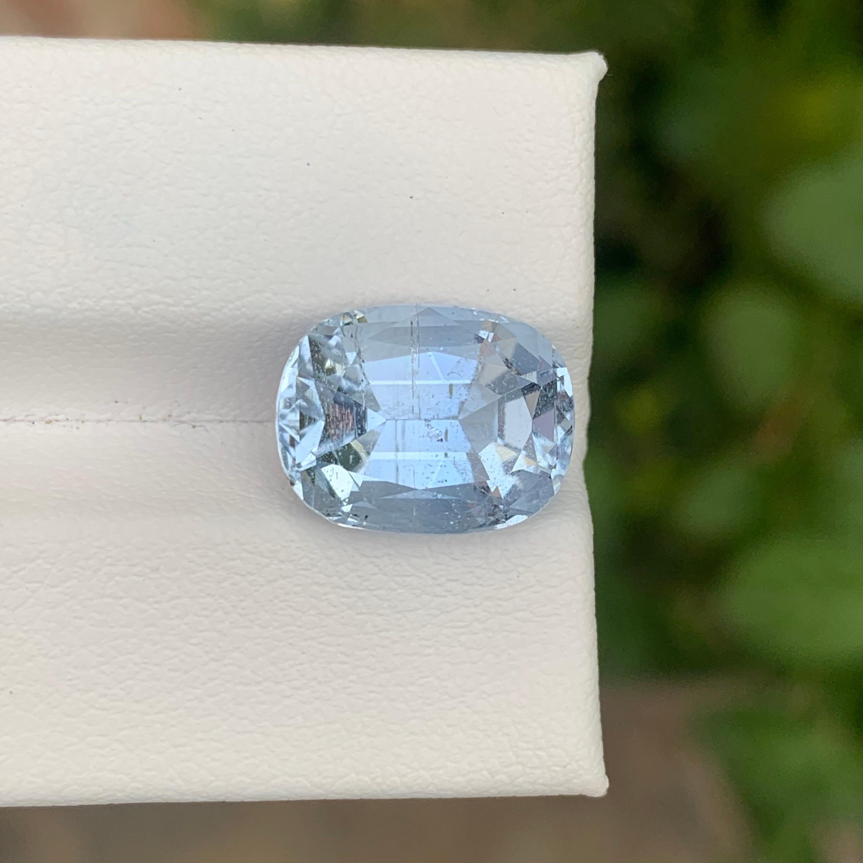 Arts and Crafts 6.80 Carat Natural Loose Goshenite Aquamarine Cushion Shape Gemstone For Sale