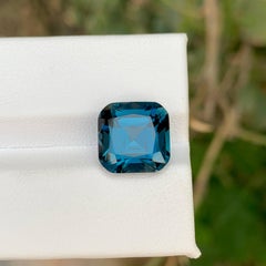 6.80 Carat Natural Loose London Blue Color Topaz Cushion Cut African Gemstone