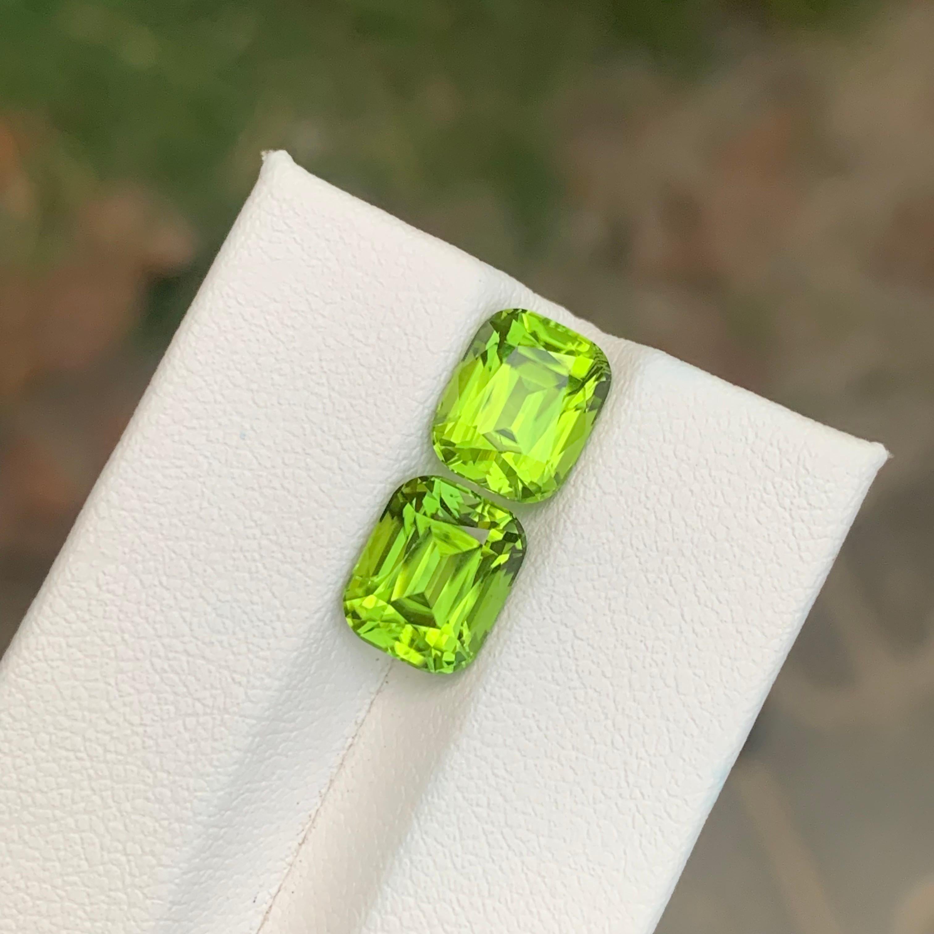 da uomo o donna Coppia di peridoto sciolto naturale da 6.80 carati per la creazione di gioielli in vendita